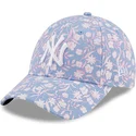 petten-gebogen-blauw-verstelbaar-rosa-9forty-floral-van-new-york-yankees-mlb-van-new-era