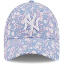 petten-gebogen-blauw-verstelbaar-rosa-9forty-floral-van-new-york-yankees-mlb-van-new-era