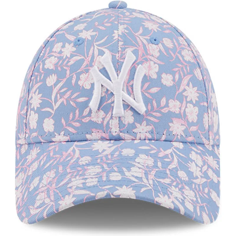 petten-gebogen-blauw-verstelbaar-rosa-9forty-floral-van-new-york-yankees-mlb-van-new-era