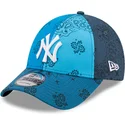 petten-gebogen-blauw-verstelbaar-9forty-paisley-print-van-new-york-yankees-mlb-van-new-era