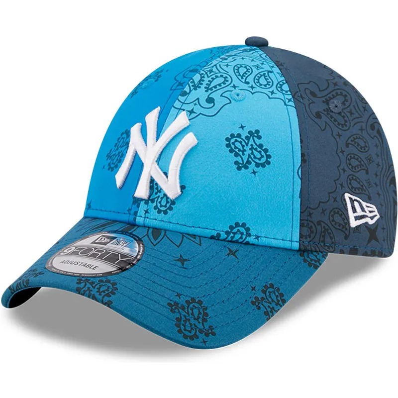 petten-gebogen-blauw-verstelbaar-9forty-paisley-print-van-new-york-yankees-mlb-van-new-era