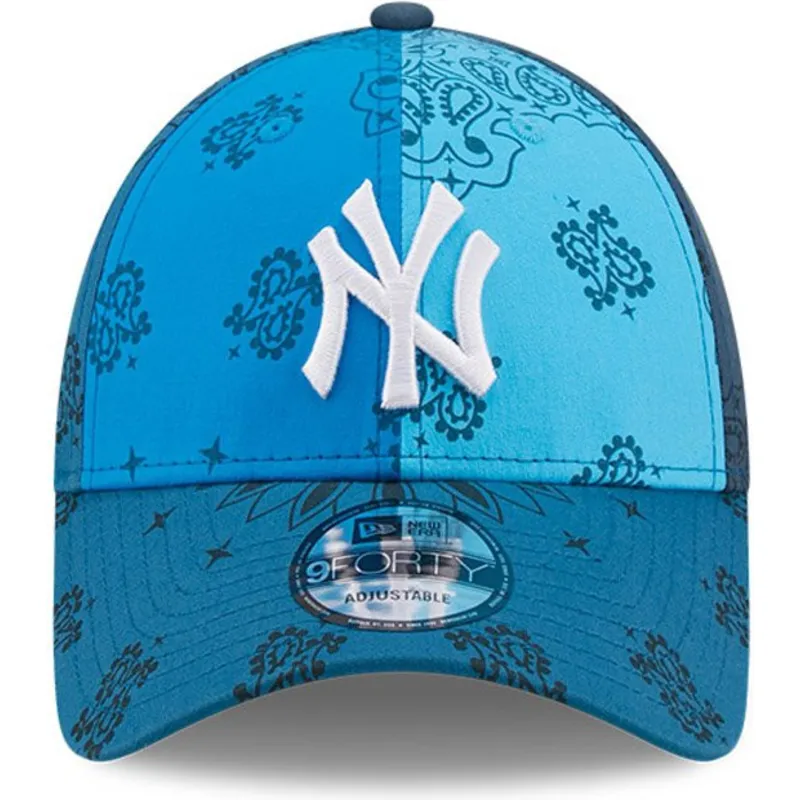 petten-gebogen-blauw-verstelbaar-9forty-paisley-print-van-new-york-yankees-mlb-van-new-era