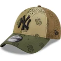 petten-gebogen-groen-verstelbaar-9forty-paisley-print-van-new-york-yankees-mlb-van-new-era