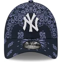 petten-gebogen-marineblauw-verstelbaar-9forty-paisley-print-van-new-york-yankees-mlb-van-new-era