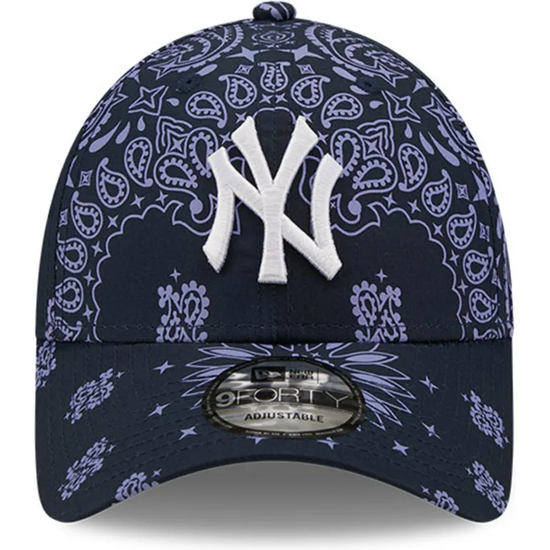 petten-gebogen-marineblauw-verstelbaar-9forty-paisley-print-van-new-york-yankees-mlb-van-new-era