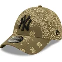 petten-gebogen-groen-verstelbaar-9forty-paisley-print-van-new-york-yankees-mlb-van-new-era
