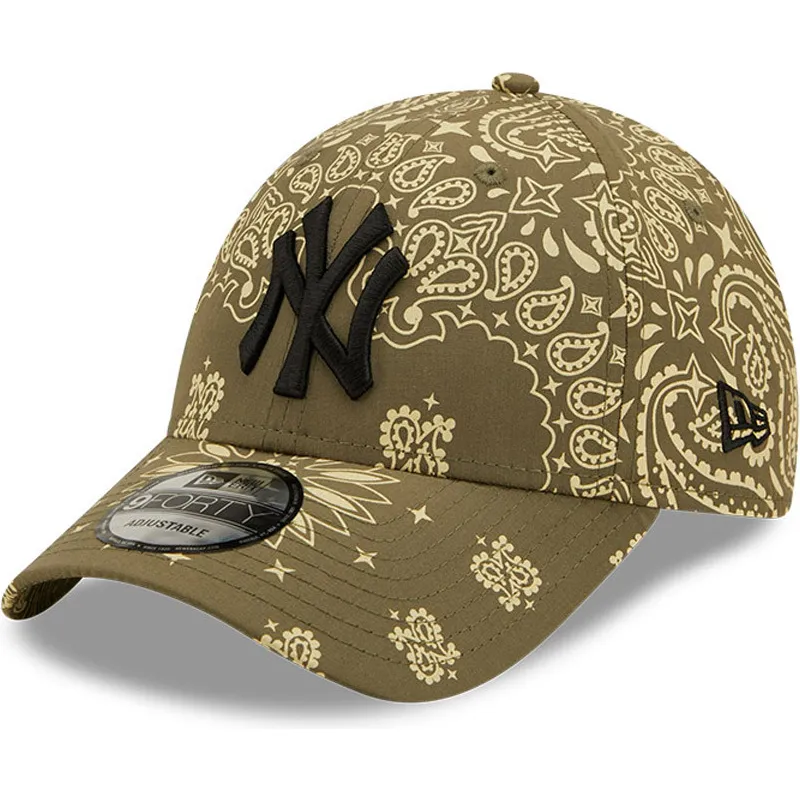 petten-gebogen-groen-verstelbaar-9forty-paisley-print-van-new-york-yankees-mlb-van-new-era