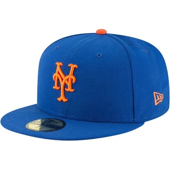 Petten plat blauw fitted 59FIFTY AC Perf van New York Mets MLB van New Era