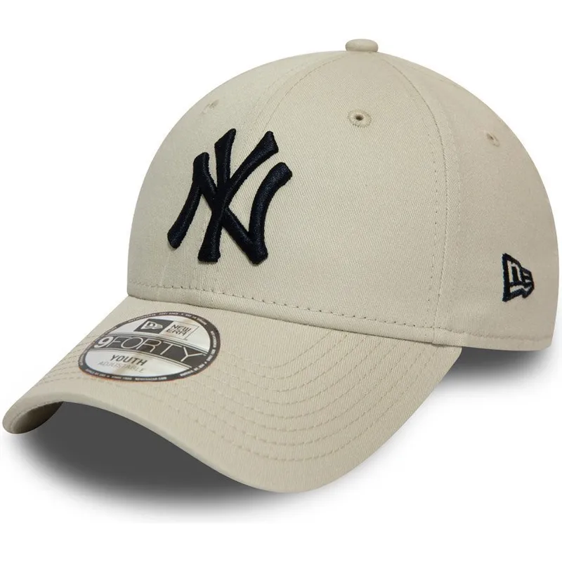 petten-gebogen-beige-verstelbaar-voor-kinderen-9forty-league-essential-van-new-york-yankees-mlb-van-new-era