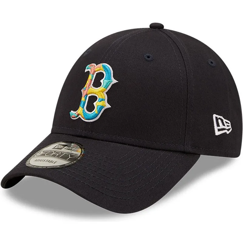petten-gebogen-marineblauw-verstelbaar-9forty-camo-infill-van-boston-red-sox-mlb-van-new-era