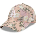 petten-gebogen-roze-verstelbaar-9forty-floral-van-los-angeles-dodgers-mlb-van-new-era