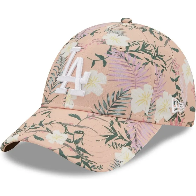 petten-gebogen-roze-verstelbaar-9forty-floral-van-los-angeles-dodgers-mlb-van-new-era