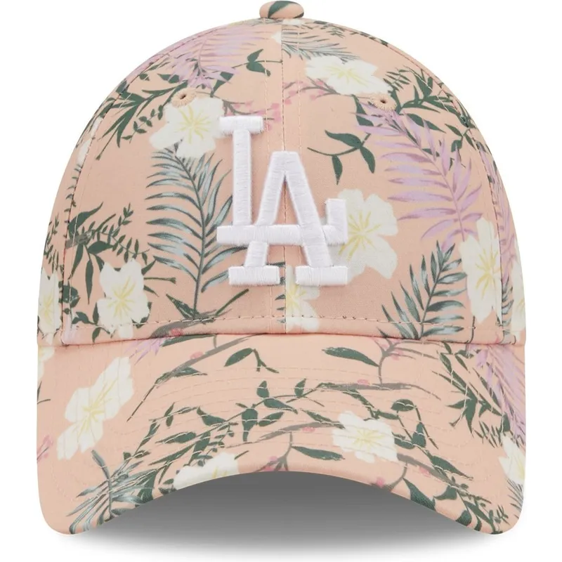 petten-gebogen-roze-verstelbaar-9forty-floral-van-los-angeles-dodgers-mlb-van-new-era