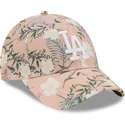 petten-gebogen-roze-verstelbaar-9forty-floral-van-los-angeles-dodgers-mlb-van-new-era
