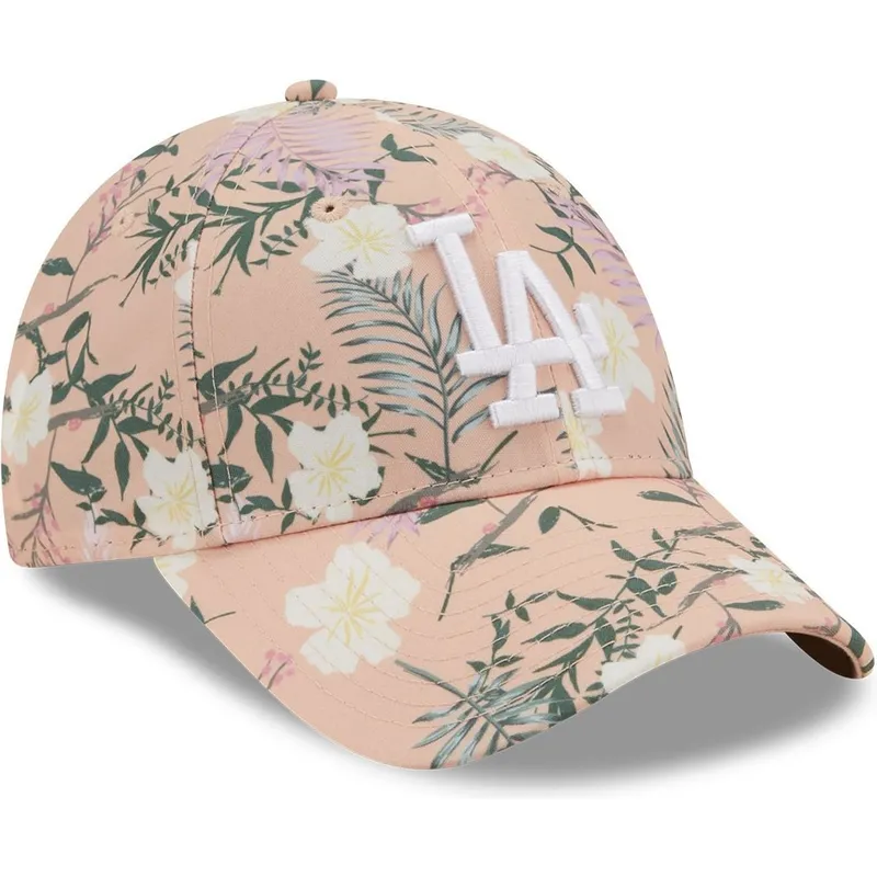 petten-gebogen-roze-verstelbaar-9forty-floral-van-los-angeles-dodgers-mlb-van-new-era