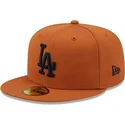 petten-plat-bruin-fitted-59fifty-league-essential-van-los-angeles-dodgers-mlb-van-new-era
