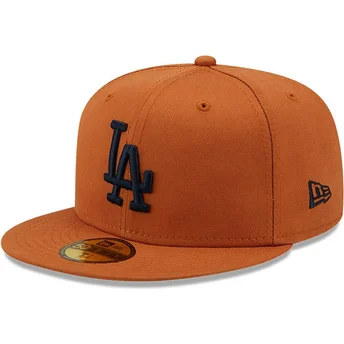 petten-plat-bruin-fitted-59fifty-league-essential-van-los-angeles-dodgers-mlb-van-new-era