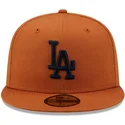 petten-plat-bruin-fitted-59fifty-league-essential-van-los-angeles-dodgers-mlb-van-new-era