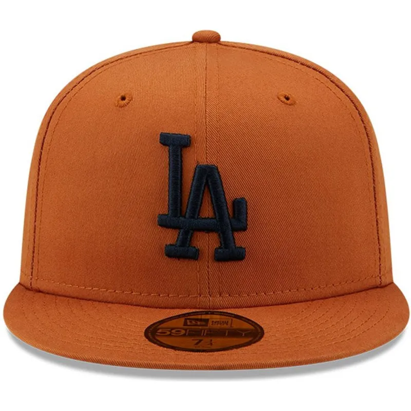petten-plat-bruin-fitted-59fifty-league-essential-van-los-angeles-dodgers-mlb-van-new-era
