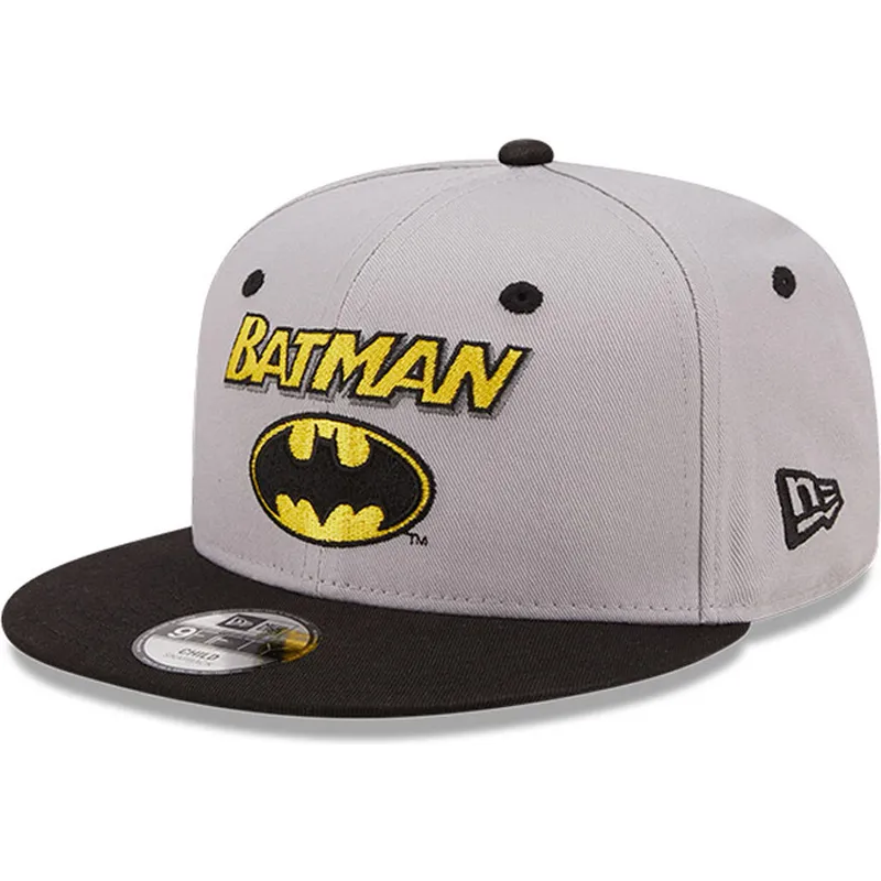 petten-plat-grijs-snapback-voor-kinderen-9fifty-character-van-batman-dc-comics-van-new-era