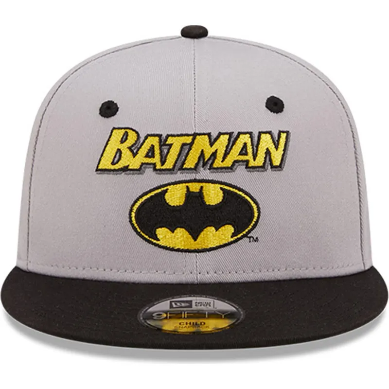 petten-plat-grijs-snapback-voor-kinderen-9fifty-character-van-batman-dc-comics-van-new-era