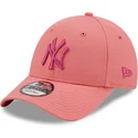 petten-gebogen-roze-verstelbaar-9forty-league-essential-van-new-york-yankees-mlb-van-new-era