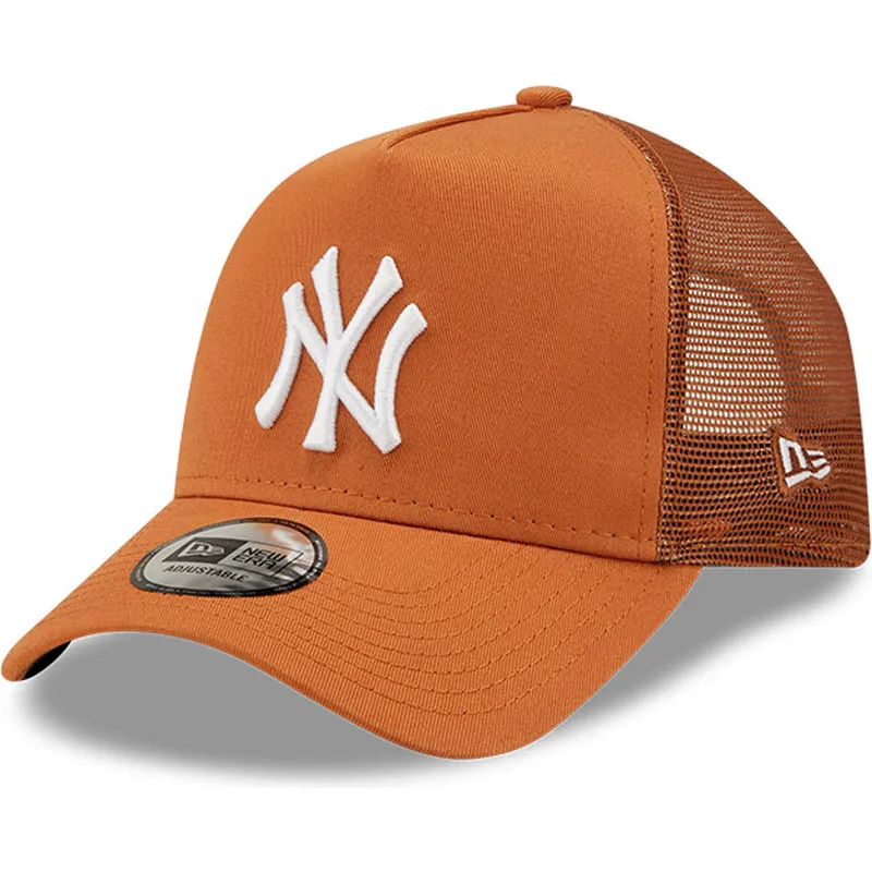 petten-gebogen-bruin-snapback-a-frame-tonal-mesh-van-new-york-yankees-mlb-van-new-era