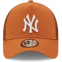 petten-gebogen-bruin-snapback-a-frame-tonal-mesh-van-new-york-yankees-mlb-van-new-era