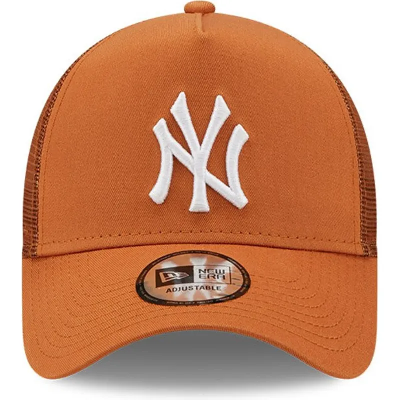 petten-gebogen-bruin-snapback-a-frame-tonal-mesh-van-new-york-yankees-mlb-van-new-era
