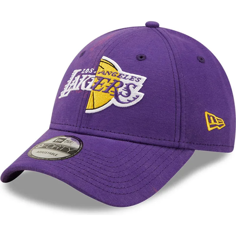 petten-gebogen-paars-verstelbaar-9forty-washed-pack-split-van-los-angeles-lakers-nba-van-new-era