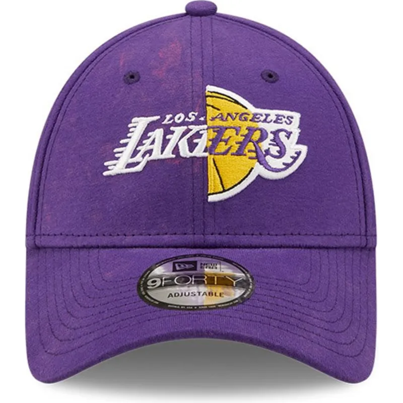 petten-gebogen-paars-verstelbaar-9forty-washed-pack-split-van-los-angeles-lakers-nba-van-new-era