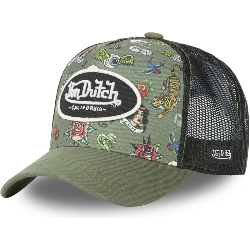 petten-gebogen-groen-snapback-tattoo-tat-k-van-von-dutch
