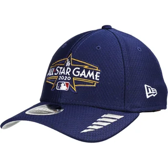 Petten gebogen blauw snapback 9FORTY Washed Pack Split van Los Angeles Dodgers MLB van New Era