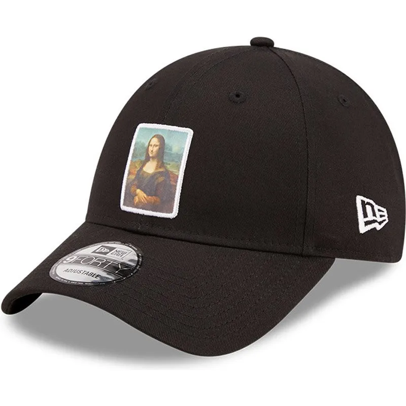 petten-gebogen-zwart-verstelbaar-9forty-patch-mona-le-louvre-van-new-era