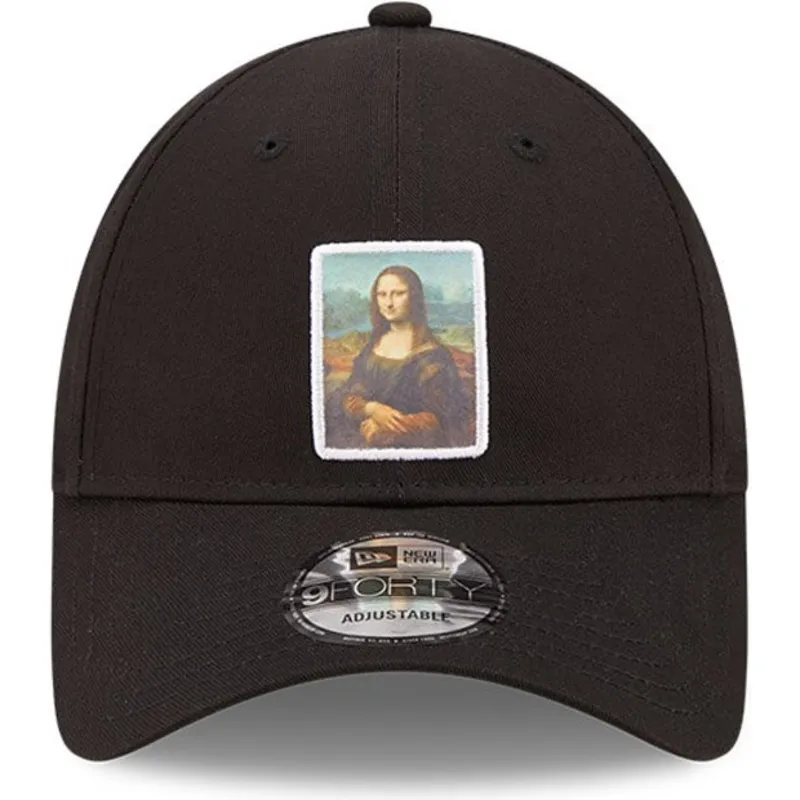 petten-gebogen-zwart-verstelbaar-9forty-patch-mona-le-louvre-van-new-era