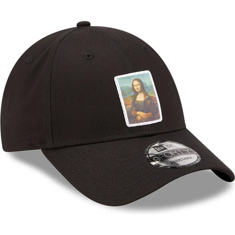 petten-gebogen-zwart-verstelbaar-9forty-patch-mona-le-louvre-van-new-era