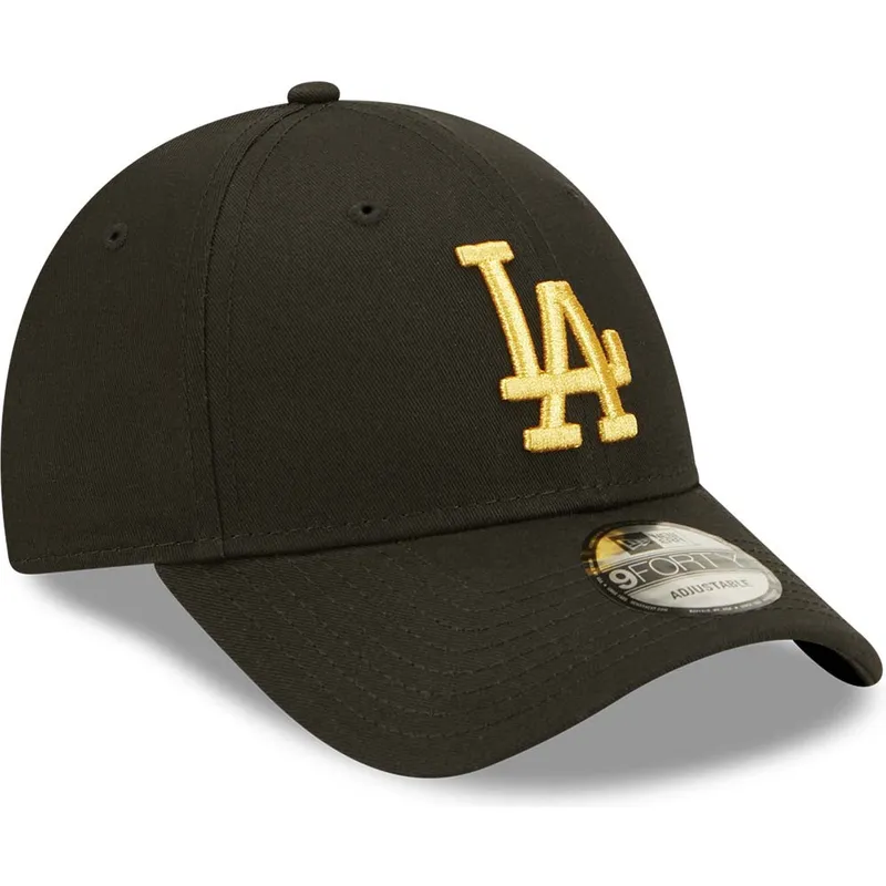 petten-gebogen-zwart-verstelbaar-dorado-9forty-metallic-van-los-angeles-dodgers-mlb-van-new-era