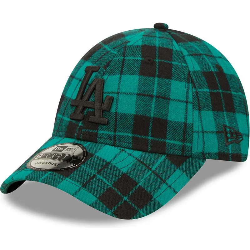 petten-gebogen-groen-verstelbaar-9forty-plaid-van-los-angeles-dodgers-mlb-van-new-era