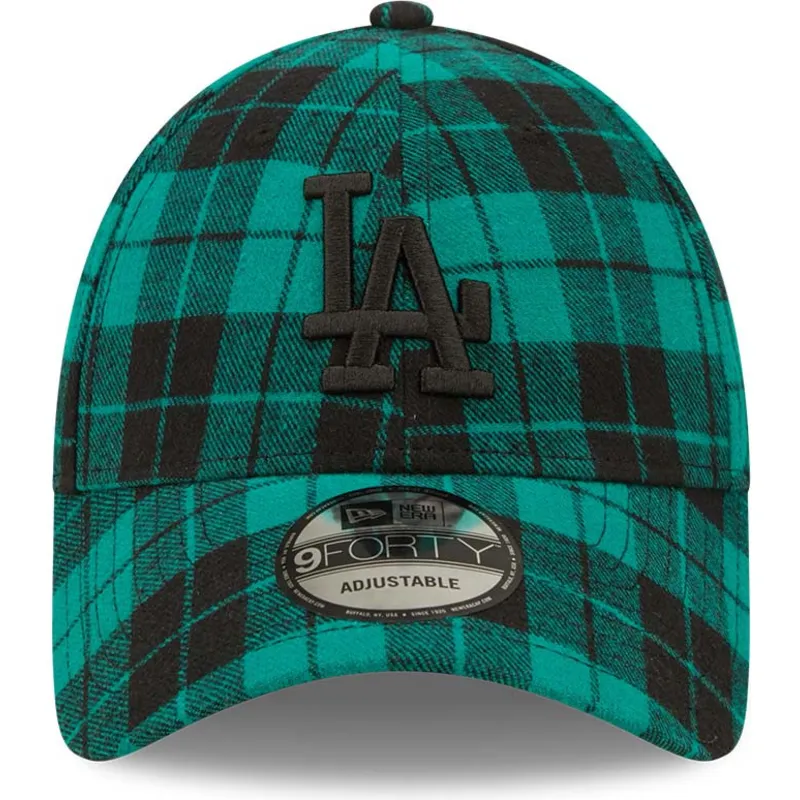 petten-gebogen-groen-verstelbaar-9forty-plaid-van-los-angeles-dodgers-mlb-van-new-era