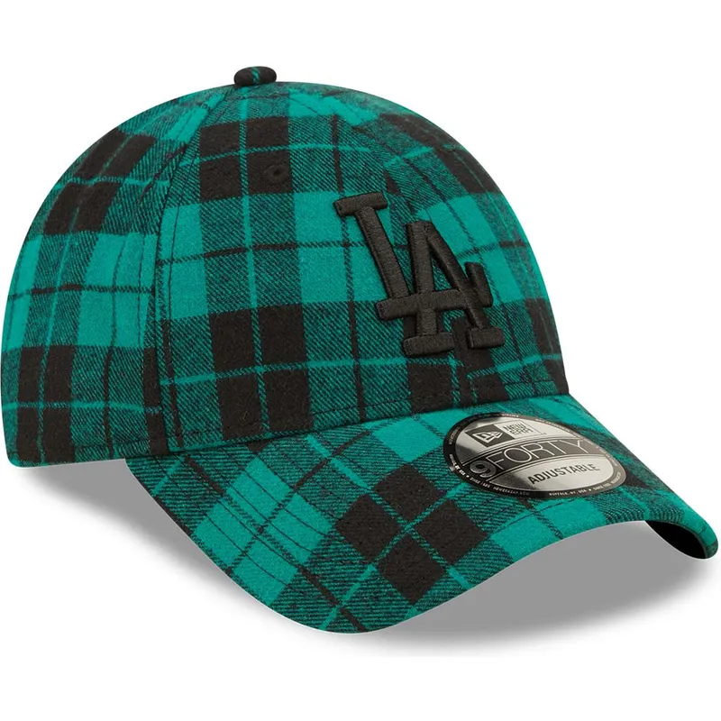 petten-gebogen-groen-verstelbaar-9forty-plaid-van-los-angeles-dodgers-mlb-van-new-era