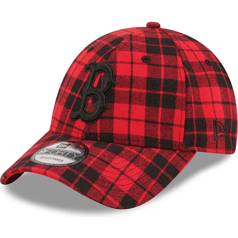 petten-gebogen-rood-verstelbaar-9forty-plaid-van-boston-red-sox-mlb-van-new-era