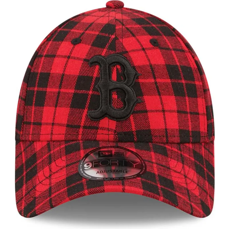 petten-gebogen-rood-verstelbaar-9forty-plaid-van-boston-red-sox-mlb-van-new-era