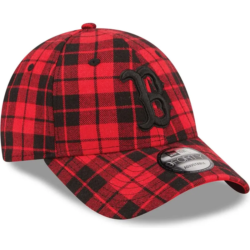petten-gebogen-rood-verstelbaar-9forty-plaid-van-boston-red-sox-mlb-van-new-era