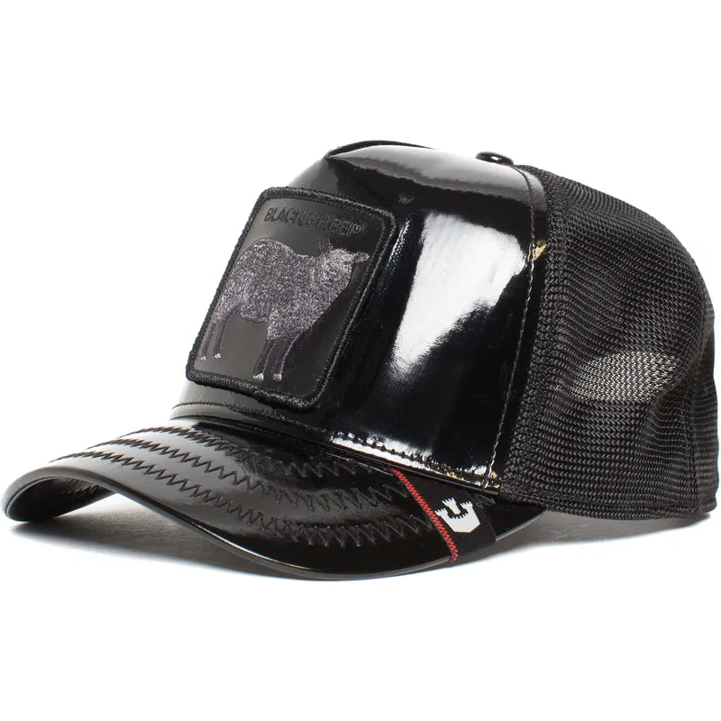 petten-gebogen-zwart-snapback-black-sheep-big-black-patent-leather-the-farm-van-goorin-bros