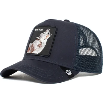 Petten gebogen marineblauw snapback Wolf The Farm van Goorin Bros.