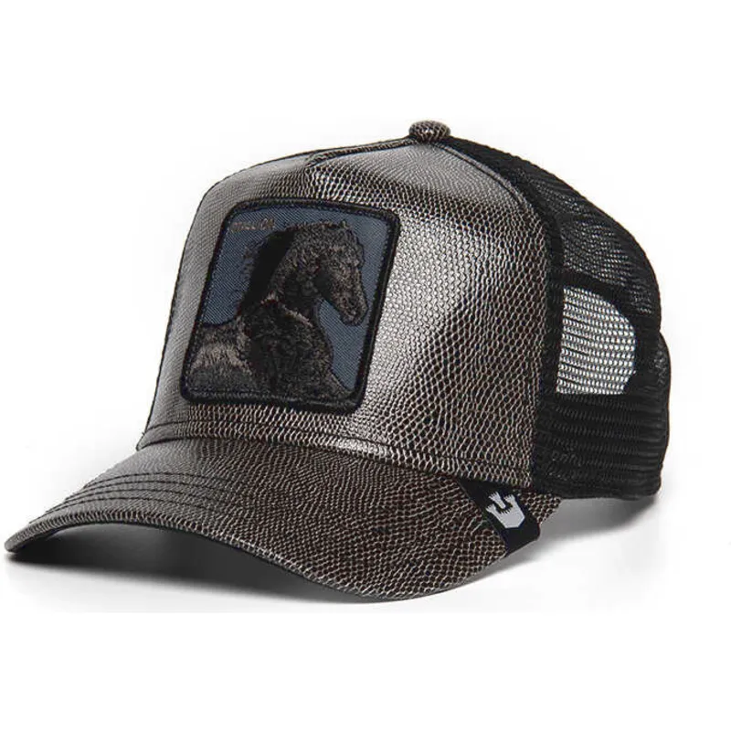 petten-gebogen-zwart-snapback-black-horse-the-farm-van-goorin-bros