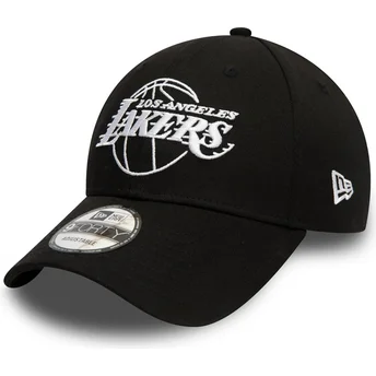Petten gebogen zwart verstelbaar 9FORTY Essential Outline van Los Angeles Lakers NBA van New Era