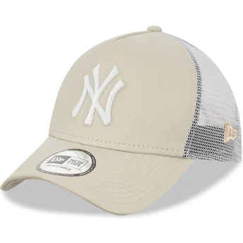 Petten gebogen beige snapback 9FORTY A Frame van New York...