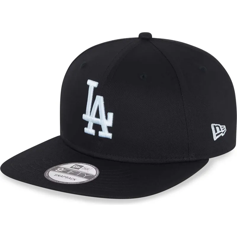petten-plat-zwart-snapback-9fifty-essential-van-los-angeles-dodgers-mlb-van-new-era