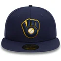 petten-plat-marineblauw-fitted-59fifty-authentic-on-field-van-milwaukee-brewers-mlb-van-new-era